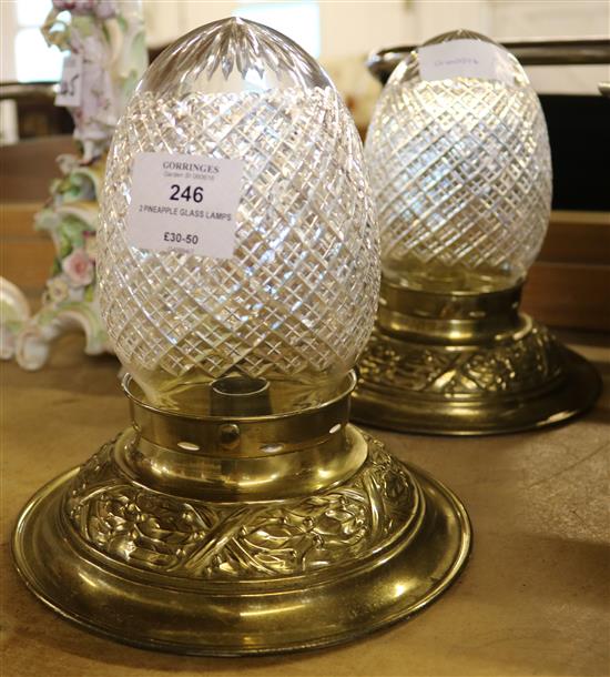 2 pineapple glass lamps
